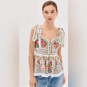 Farm Rio Off White Bloom Garden Sleeveless Blouse - Small (MRSP $549)